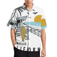 AILLOSA TH-396 Aloha Hawaii 3D Desen Kısa Kollu Erkek Gömlek