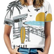 AILLOSA TH-396 Tamamı Baskılı Kısa Kollu Yuvarlak Yaka Kadın T-shirt
