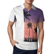 AILLOSA TH-397 3D Baskılı Desen Kısa Kollu Polo Yaka Erkek T-shirt