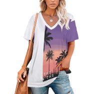 AILLOSA TH-397 Tamamı Baskılı V Yaka Kısa Kollu Kadın T-shirt