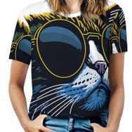 AILLOSA TH-399 Tamamı Baskılı Kısa Kollu Yuvarlak Yaka Kadın T-shirt