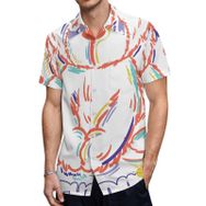 AILLOSA TH-400 Aloha Hawaii 3D Desen Kısa Kollu Erkek Gömlek