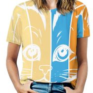 AILLOSA TH-404 Tamamı Baskılı Kısa Kollu Yuvarlak Yaka Kadın T-shirt