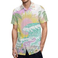 AILLOSA TH-406 Aloha Hawaii 3D Desen Kısa Kollu Erkek Gömlek