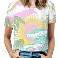 AILLOSA TH-406 Tamamı Baskılı Kısa Kollu Yuvarlak Yaka Kadın T-shirt