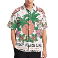 AILLOSA TH-407 Aloha Hawaii 3D Desen Kısa Kollu Erkek Gömlek