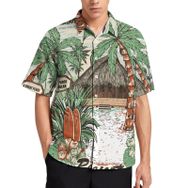AILLOSA TH-408 Aloha Hawaii 3D Desen Kısa Kollu Erkek Gömlek