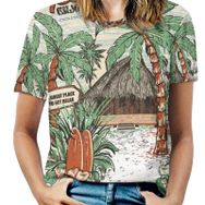 AILLOSA TH-408 Tamamı Baskılı Kısa Kollu Yuvarlak Yaka Kadın T-shirt
