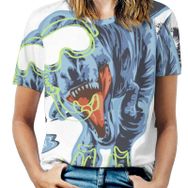 AILLOSA TH-409 Tamamı Baskılı Kısa Kollu Yuvarlak Yaka Kadın T-shirt