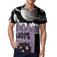 AILLOSA TH-41 3D Baskılı Desen Kısa Kollu Polo Yaka Erkek T-shirt