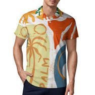 AILLOSA TH-411 3D Baskılı Desen Kısa Kollu Polo Yaka Erkek T-shirt