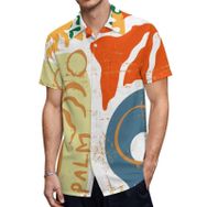 AILLOSA TH-411 Aloha Hawaii 3D Desen Kısa Kollu Erkek Gömlek