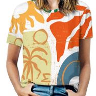 AILLOSA TH-411 Tamamı Baskılı Kısa Kollu Yuvarlak Yaka Kadın T-shirt