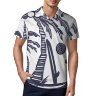 AILLOSA TH-412 3D Baskılı Desen Kısa Kollu Polo Yaka Erkek T-shirt