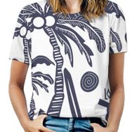 AILLOSA TH-412 Tamamı Baskılı Kısa Kollu Yuvarlak Yaka Kadın T-shirt