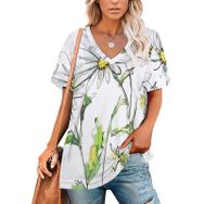 AILLOSA TH-415 Tamamı Baskılı Kısa Kollu V Yakalı Kadın T-shirt