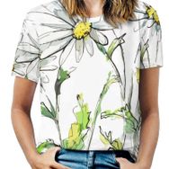 AILLOSA TH-415 Tamamı Baskılı Kısa Kollu Yuvarlak Yaka Kadın T-shirt