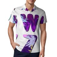 AILLOSA TH-417 3D Baskılı Desen Kısa Kollu Polo Yaka Erkek T-shirt