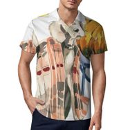 AILLOSA TH-418 3D Baskılı Desen Kısa Kollu Polo Yaka Erkek T-shirt