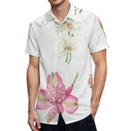 AILLOSA TH-419 Aloha Hawaii 3D Desen Kısa Kollu Erkek Gömlek