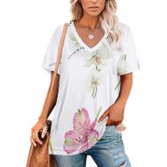 AILLOSA TH-419 Tamamı Baskılı Kısa Kollu V Yakalı Kadın T-shirt