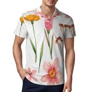 AILLOSA TH-420 3D Baskılı Desen Kısa Kollu Polo Yaka Erkek T-shirt