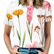 AILLOSA TH-420 Tamamı Baskılı Kısa Kollu Yuvarlak Yaka Kadın T-shirt