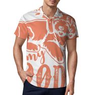 AILLOSA TH-423 3D Baskılı Desen Kısa Kollu Polo Yaka Erkek T-shirt