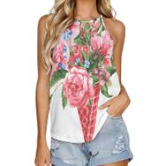 AILLOSA TH-423 Yuvarlak Yaka Kolsuz Kadın T-shirt