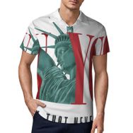 AILLOSA TH-426 3D Baskılı Desen Kısa Kollu Polo Yaka Erkek T-shirt
