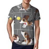 AILLOSA TH-428 3D Baskılı Desen Kısa Kollu Polo Yaka Erkek T-shirt