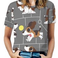 AILLOSA TH-428 Tamamı Baskılı Kısa Kollu Yuvarlak Yaka Kadın T-shirt