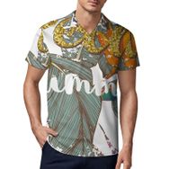 AILLOSA TH-430 3D Baskılı Desen Kısa Kollu Polo Yaka Erkek T-shirt