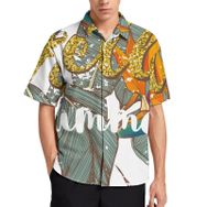 AILLOSA TH-430 Aloha Hawaii 3D Desen Kısa Kollu Erkek Gömlek