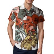 AILLOSA TH-431 3D Baskılı Desen Kısa Kollu Polo Yaka Erkek T-shirt