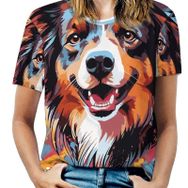 AILLOSA TH-432 Tamamı Baskılı Kısa Kollu Yuvarlak Yaka Kadın T-shirt