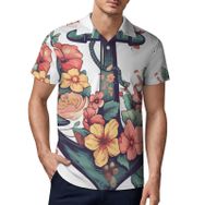 AILLOSA TH-433 3D Baskılı Desen Kısa Kollu Polo Yaka Erkek T-shirt