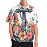 AILLOSA TH-433 Aloha Hawaii 3D Desen Kısa Kollu Erkek Gömlek