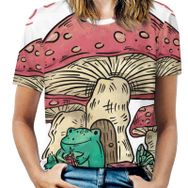 AILLOSA TH-434 Tamamı Baskılı Kısa Kollu Yuvarlak Yaka Kadın T-shirt