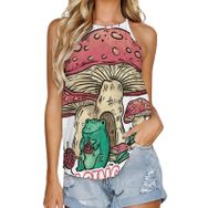 AILLOSA TH-434 Yuvarlak Yaka Kolsuz Kadın T-shirt