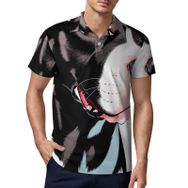AILLOSA TH-436 3D Baskılı Desen Kısa Kollu Polo Yaka Erkek T-shirt