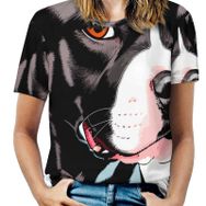 AILLOSA TH-436 Tamamı Baskılı Kısa Kollu Yuvarlak Yaka Kadın T-shirt