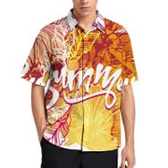 AILLOSA TH-437 Aloha Hawaii 3D Desen Kısa Kollu Erkek Gömlek