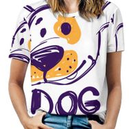 AILLOSA TH-438 Tamamı Baskılı Kısa Kollu Yuvarlak Yaka Kadın T-shirt