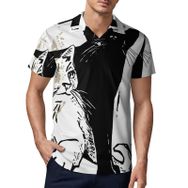 AILLOSA TH-440 3D Baskılı Desen Kısa Kollu Polo Yaka Erkek T-shirt