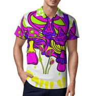 AILLOSA TH-441 3D Baskılı Desen Kısa Kollu Polo Yaka Erkek T-shirt