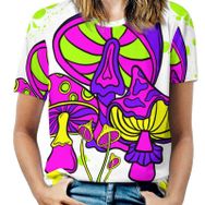 AILLOSA TH-441 Tamamı Baskılı Kısa Kollu Yuvarlak Yaka Kadın T-shirt