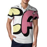 AILLOSA TH-442 3D Baskılı Desen Kısa Kollu Polo Yaka Erkek T-shirt