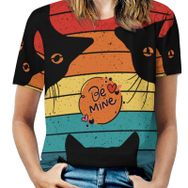 AILLOSA TH-443 Tamamı Baskılı Kısa Kollu Yuvarlak Yaka Kadın T-shirt