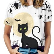 AILLOSA TH-444 Tamamı Baskılı Kısa Kollu Yuvarlak Yaka Kadın T-shirt